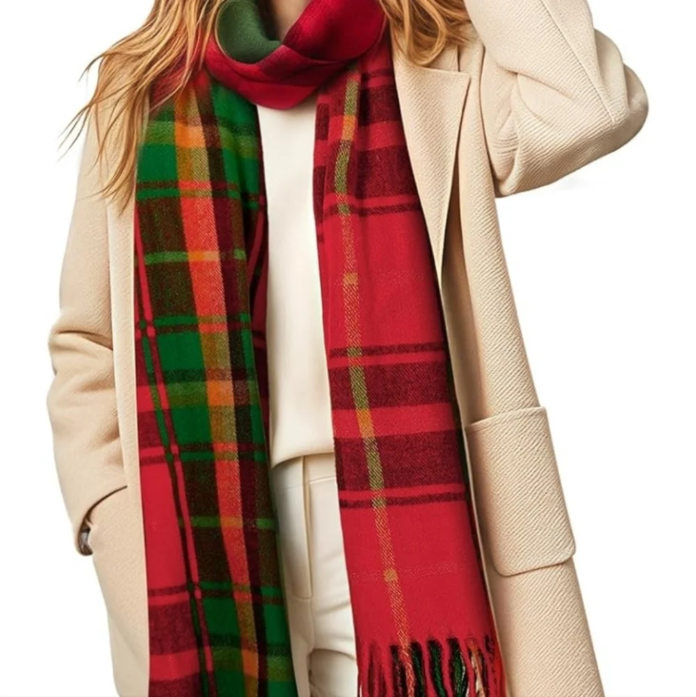 Womens Winter Scarf, Fashion Cashmere Feel Plaid Scarfs for Women, Pashmina Shaw